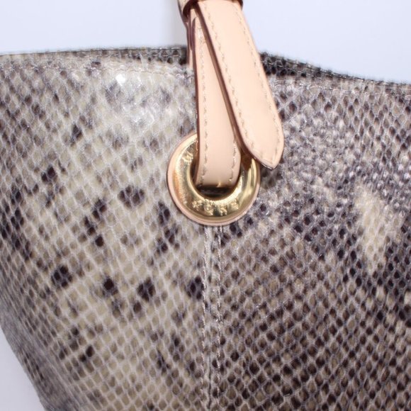Michael Kors Glazed Embossed Python Tote Purse Bag. Vachetta Trim W/18k Gold New - Picture 6 of 13